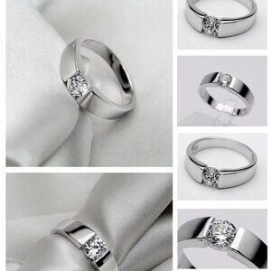 Beautiful Ladies Diamond Tension Ring / Band, .925 Solid Sterling Silver